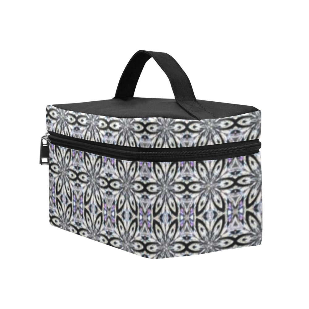 Black Gray and Purple Geometric Cosmetic Bag/Large (Model 1658)