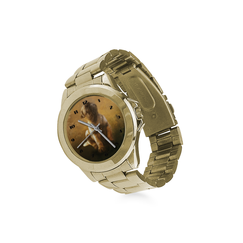 Cute painting pug puppy Custom Gilt Watch(Model 101)