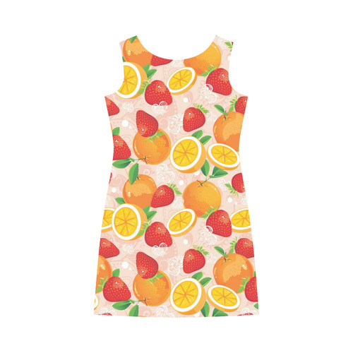 Strawberry Orange Hearts Fruit Pattern Round Collar Dress (D22)