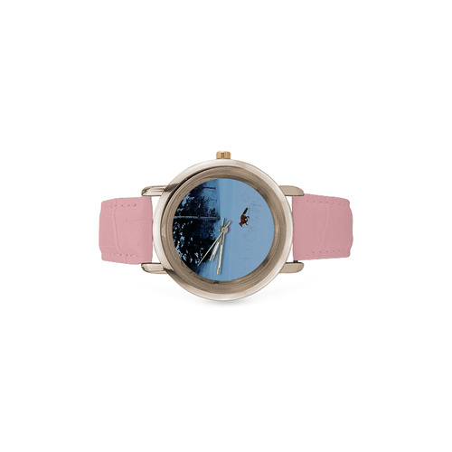 Fox on the Run Women's Rose Gold Leather Strap Watch(Model 201)