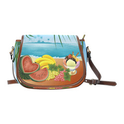 Fruit Ice Cream Tropical Beach Paradise Saddle Bag/Small (Model 1649) Full Customization