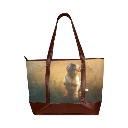 Cute painting pug puppy Tote Handbag (Model 1642)