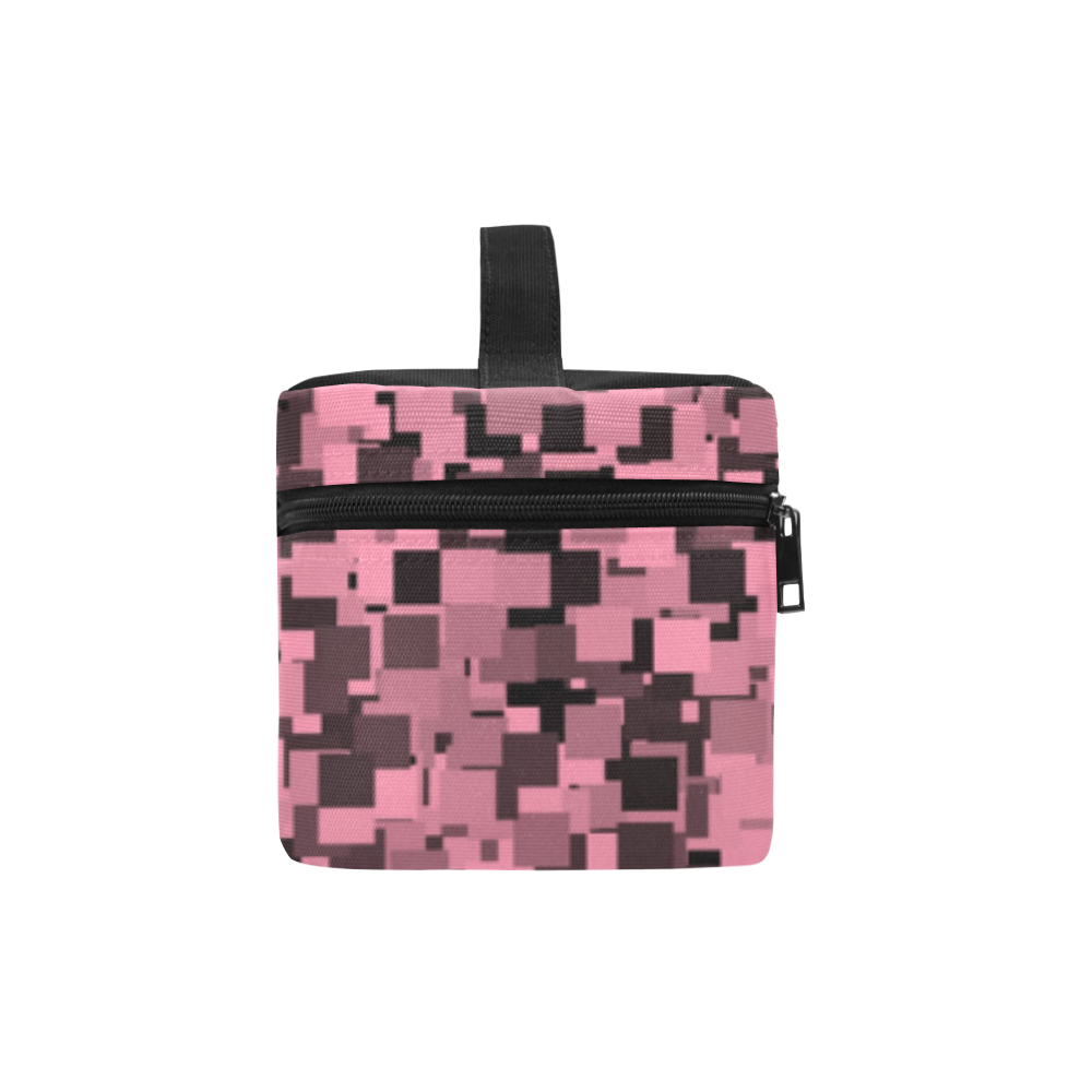 Pink and Gray Pixels Cosmetic Bag/Large (Model 1658)