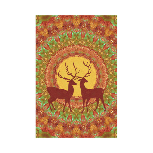 Mandala YOUNG DEERS with Full Moon Garden Flag 12‘’x18‘’（Without Flagpole）