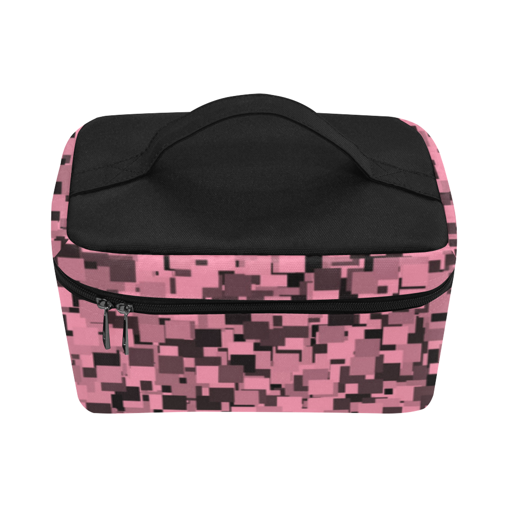 Pink and Gray Pixels Cosmetic Bag/Large (Model 1658)