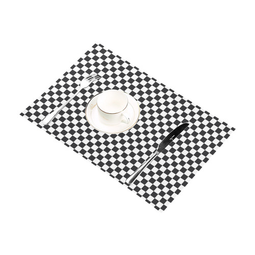 RACING / CHESS SQUARES pattern - black Placemat 12''x18''
