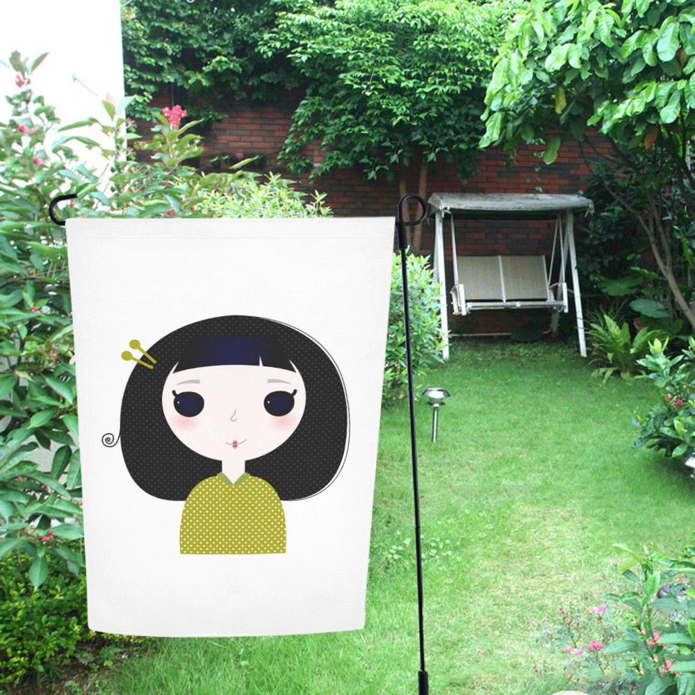 Garden Flag : The little cute Japanese Geisha Garden Flag 12‘’x18‘’（Without Flagpole）