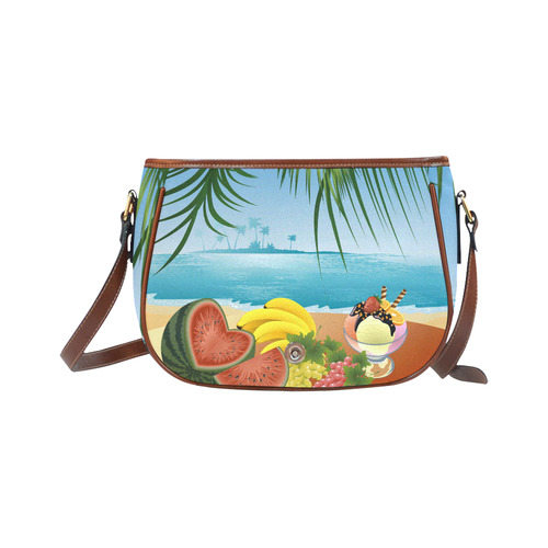 Fruit Ice Cream Tropical Beach Paradise Saddle Bag/Small (Model 1649) Full Customization