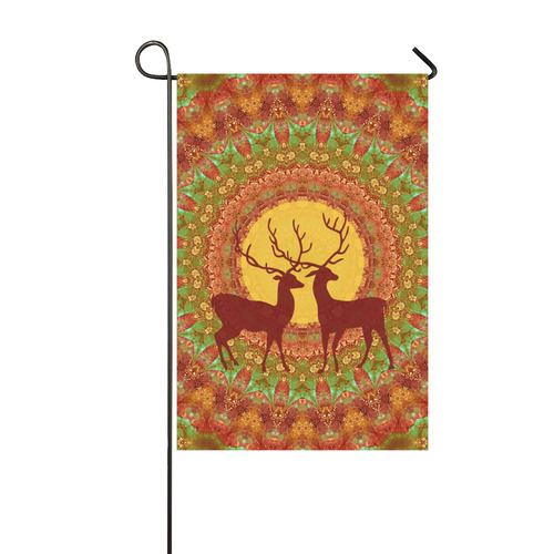 Mandala YOUNG DEERS with Full Moon Garden Flag 12‘’x18‘’（Without Flagpole）