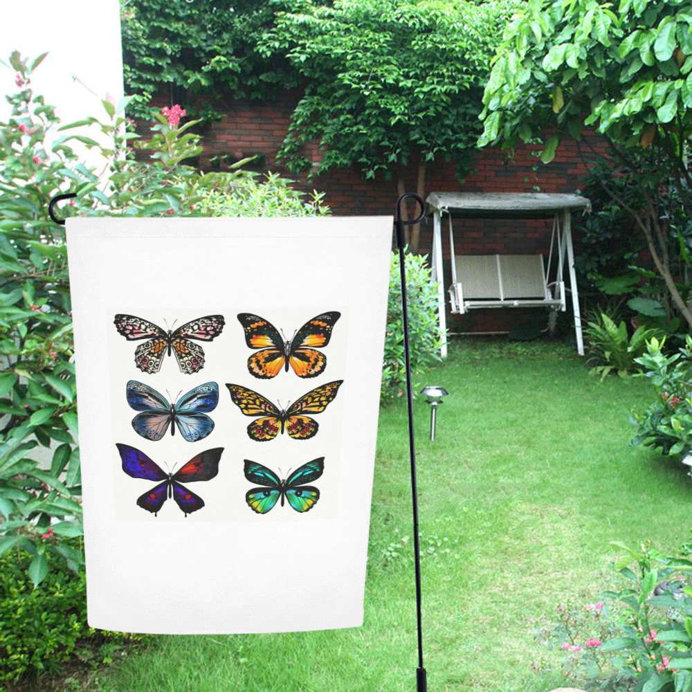 Garden Flag : with Butterflies Garden Flag 12‘’x18‘’（Without Flagpole）
