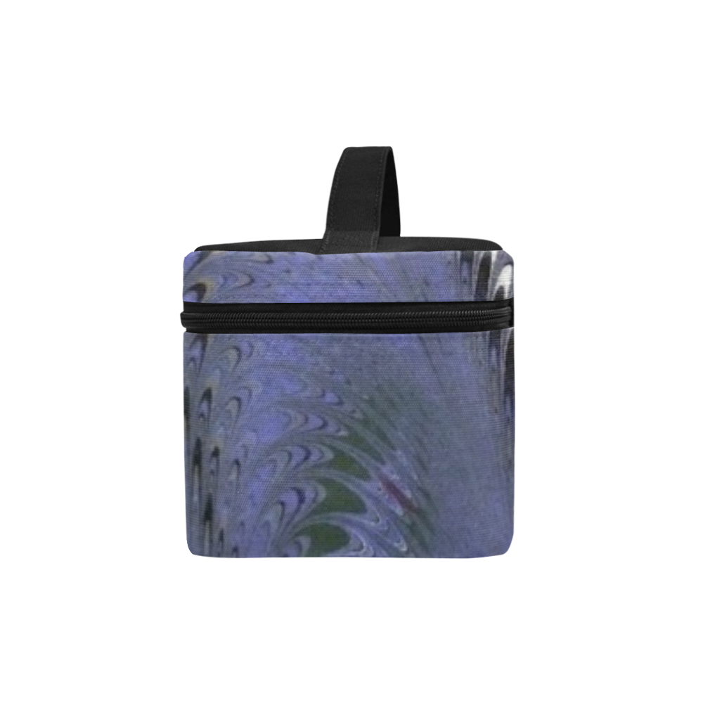 Retro Marbleized Waves Blue Cosmetic Bag/Large (Model 1658)