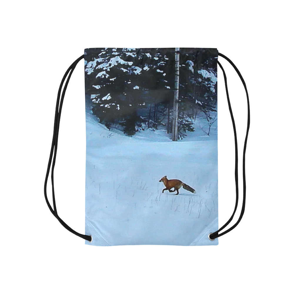 Fox on the Run Small Drawstring Bag Model 1604 (Twin Sides) 11"(W) * 17.7"(H)