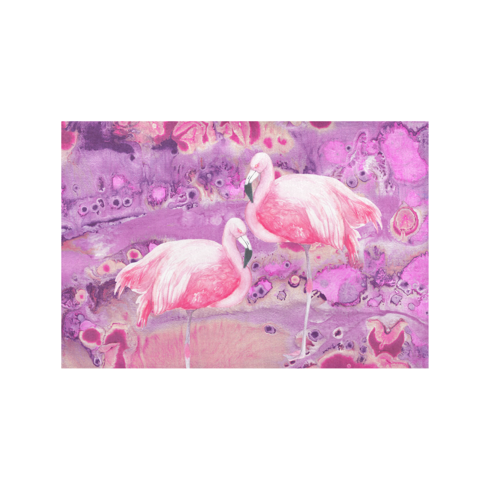 Flamingos Batik Paint Background Pink Violet Placemat 12''x18''