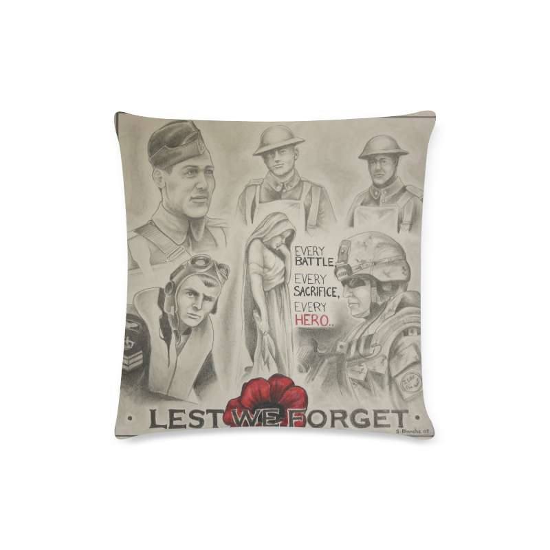 Canadian Military remembrance pillow case Custom Zippered Pillow Case 16"x16"(Twin Sides)