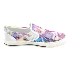 Anime pink hair fairies Slip-on Canvas Shoes for Kid (Model 019)