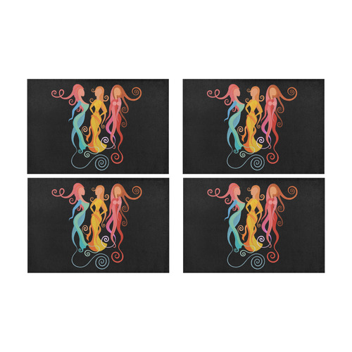La Femme Mingle, abstract painting, women Placemat 12’’ x 18’’ (Set of 4)