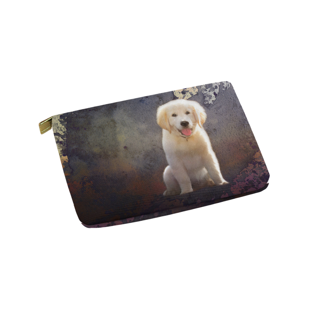 A cute painting golden retriever puppy Carry-All Pouch 9.5''x6''