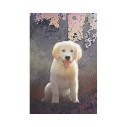 A cute painting golden retriever puppy Garden Flag 12‘’x18‘’（Without Flagpole）