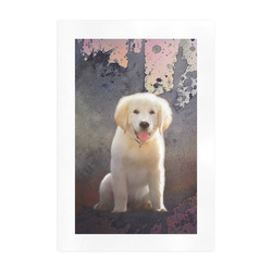 A cute painting golden retriever puppy Art Print 19‘’x28‘’