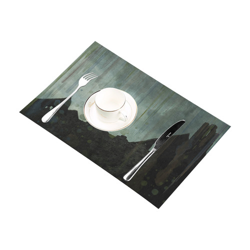Celtic ruins, photo and watercolor, spooky horror Placemat 12’’ x 18’’ (Set of 4)