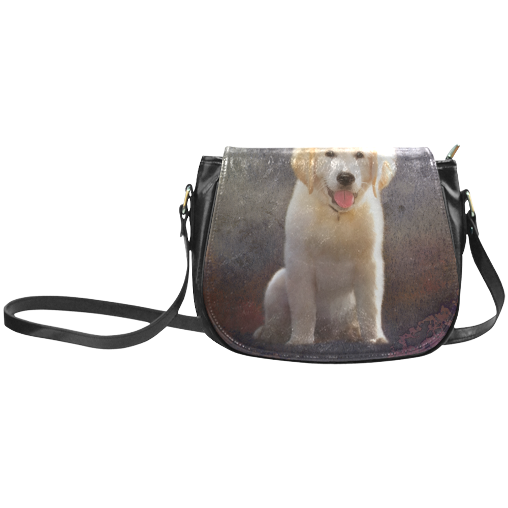 A cute painting golden retriever puppy Classic Saddle Bag/Large (Model 1648)
