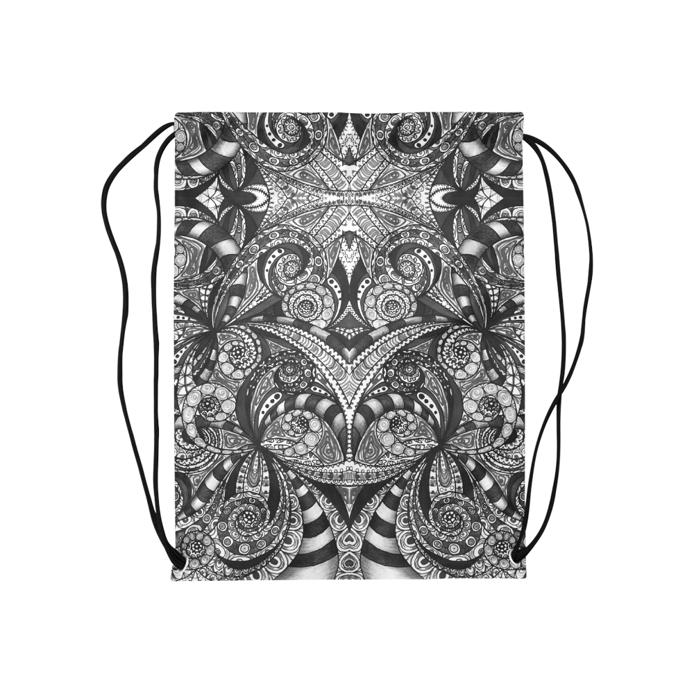 Drawing Floral Zentangle G6B Medium Drawstring Bag Model 1604 (Twin Sides) 13.8"(W) * 18.1"(H)