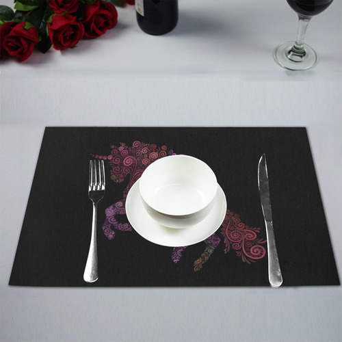 3d Floral Psychedelic Unicorn Placemat 12’’ x 18’’ (Set of 4)
