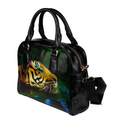 Tiger swimming in water digital painting Shoulder Handbag (Model 1634)