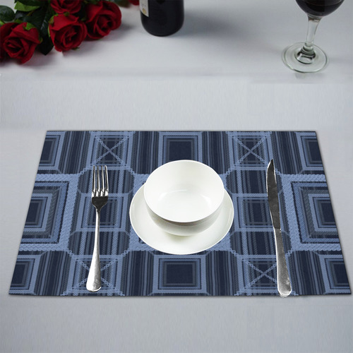 Serenity blue, Faux stitch Placemat 12’’ x 18’’ (Set of 4)