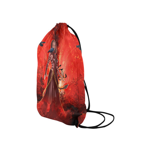 The dark side with fairy and crow Small Drawstring Bag Model 1604 (Twin Sides) 11"(W) * 17.7"(H)