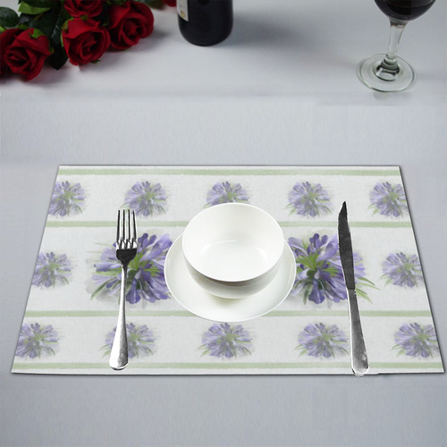 Delicate Small Purple Flowers, floral watercolor Placemat 12’’ x 18’’ (Set of 4)