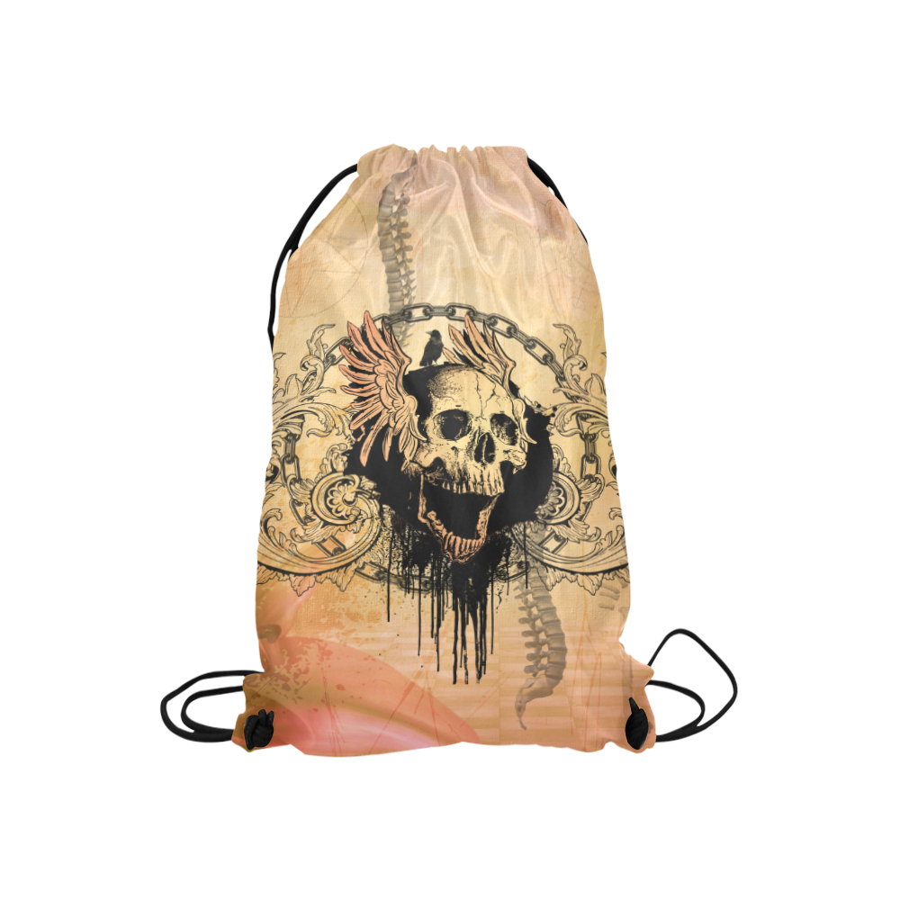 Amazing skull with wings Small Drawstring Bag Model 1604 (Twin Sides) 11"(W) * 17.7"(H)