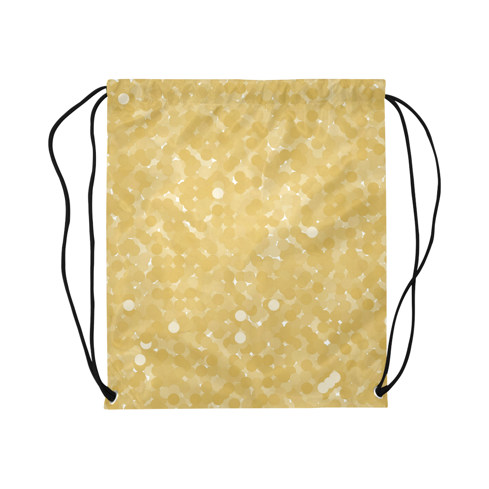 Spicy Mustard Polka Dot Bubbles Large Drawstring Bag Model 1604 (Twin Sides)  16.5"(W) * 19.3"(H)