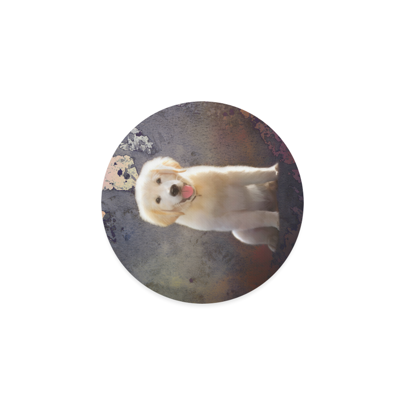 A cute painting golden retriever puppy Round Coaster