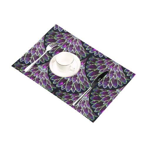 Mosaic flower, purple fish scale pattern Placemat 12’’ x 18’’ (Set of 4)