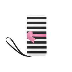 Black White Stripes with Pink Bow Women's Clutch Purse (Model 1637)
