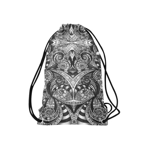Drawing Floral Zentangle G6B Small Drawstring Bag Model 1604 (Twin Sides) 11"(W) * 17.7"(H)