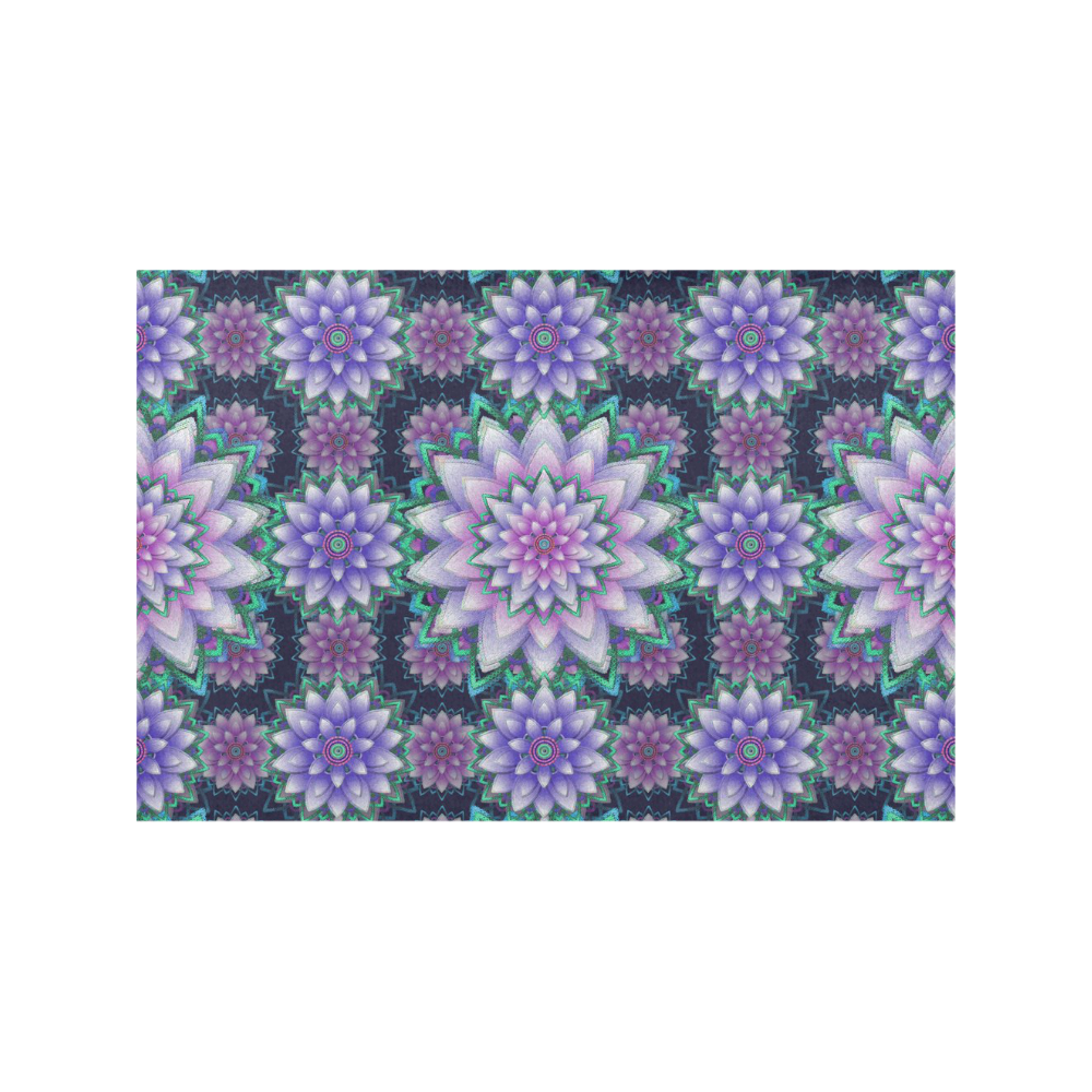 Lotus Flower Ornament - Purple and green Placemat 12’’ x 18’’ (Set of 4)