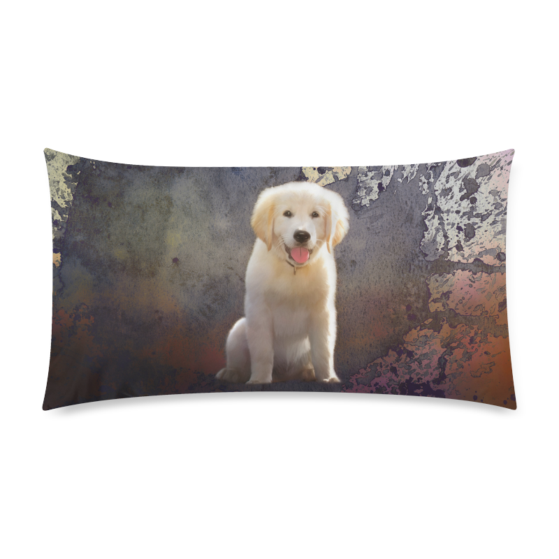 A cute painting golden retriever puppy Rectangle Pillow Case 20"x36"(Twin Sides)