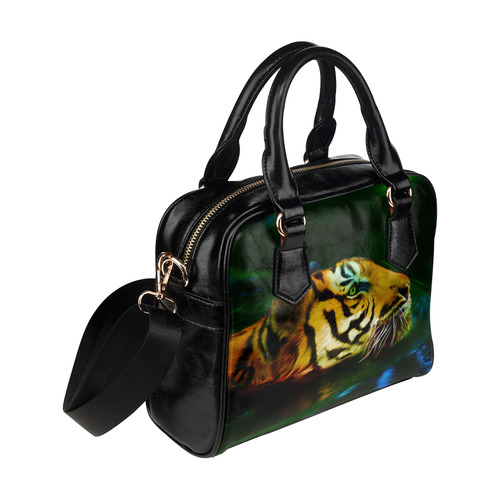 Tiger swimming in water digital painting Shoulder Handbag (Model 1634)