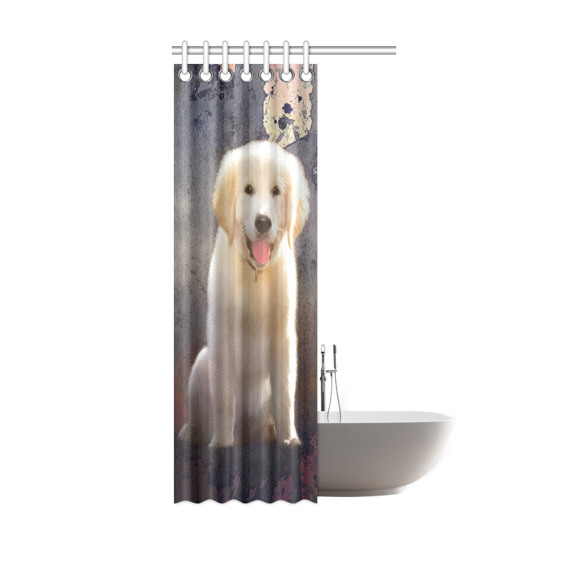 A cute painting golden retriever puppy Shower Curtain 36"x72"