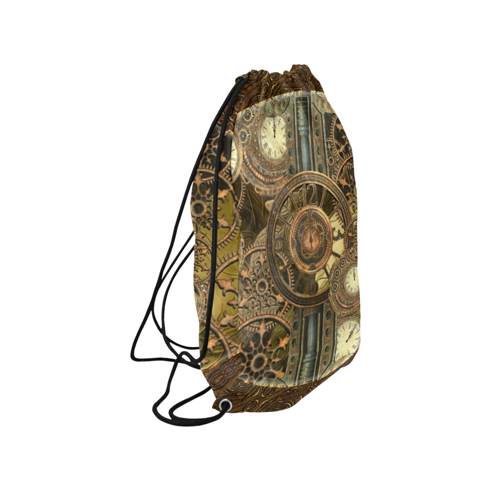 Steampunk clocks and gears Small Drawstring Bag Model 1604 (Twin Sides) 11"(W) * 17.7"(H)