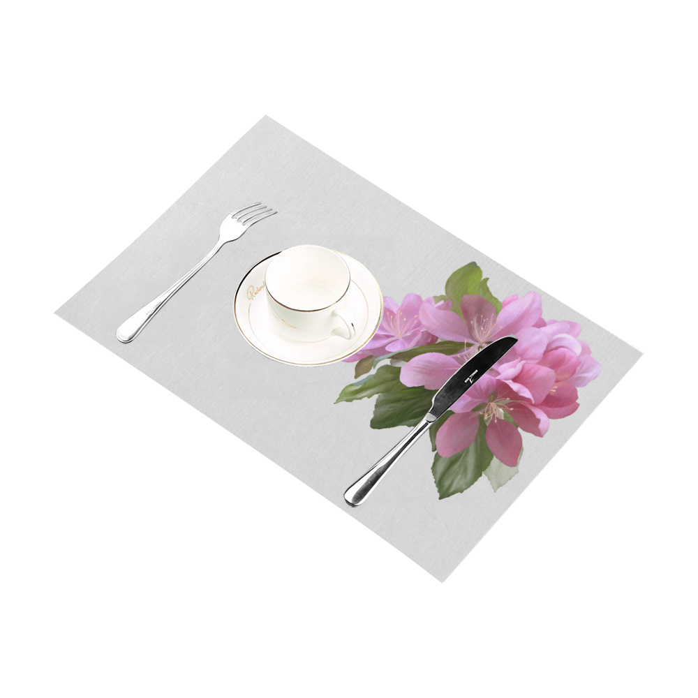 Pink Blossom Branch, , floral watercolor Placemat 12’’ x 18’’ (Set of 4)