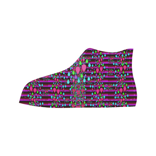 Raining rain and mermaid shells Pop art Aquila High Top Microfiber Leather Women's Shoes (Model 032)