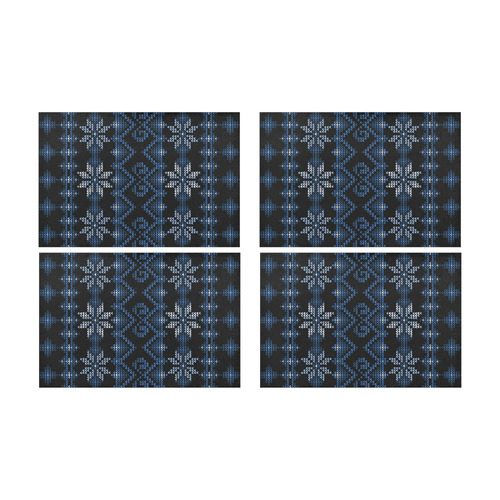 Ugly Christmas Sweater Faux Knit blue, Christmas Placemat 12’’ x 18’’ (Set of 4)