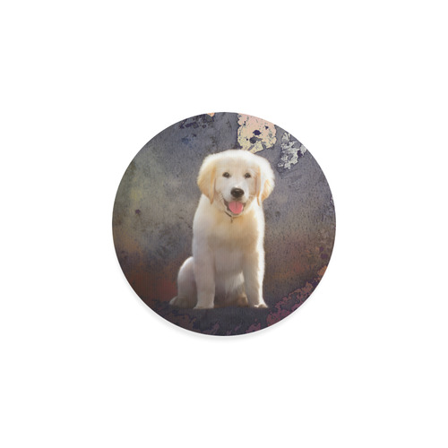 A cute painting golden retriever puppy Round Coaster