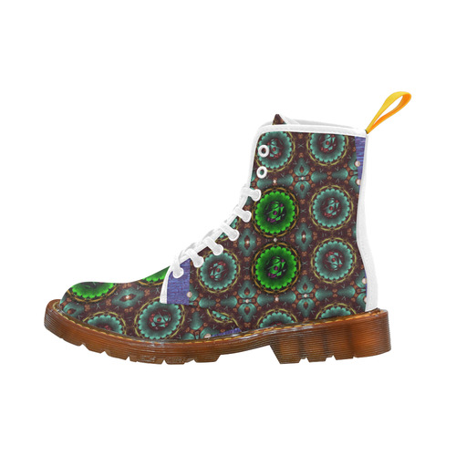 yin yang in art style and golden flowers Martin Boots For Women Model 1203H