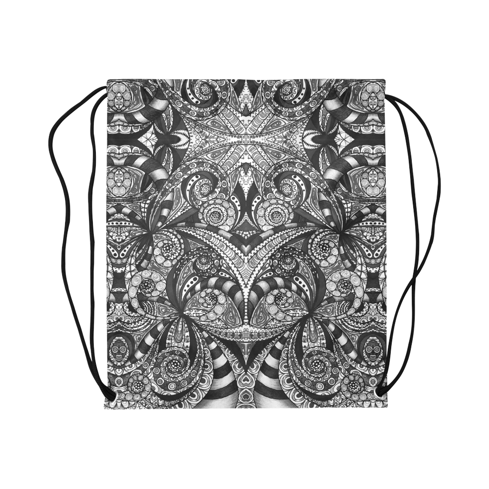 Drawing Floral Zentangle G6B Large Drawstring Bag Model 1604 (Twin Sides)  16.5"(W) * 19.3"(H)