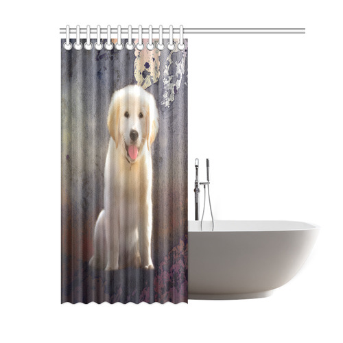 A cute painting golden retriever puppy Shower Curtain 60"x72"