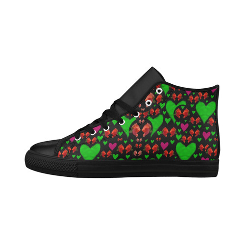 love hearts and roses Aquila High Top Microfiber Leather Women's Shoes (Model 032)
